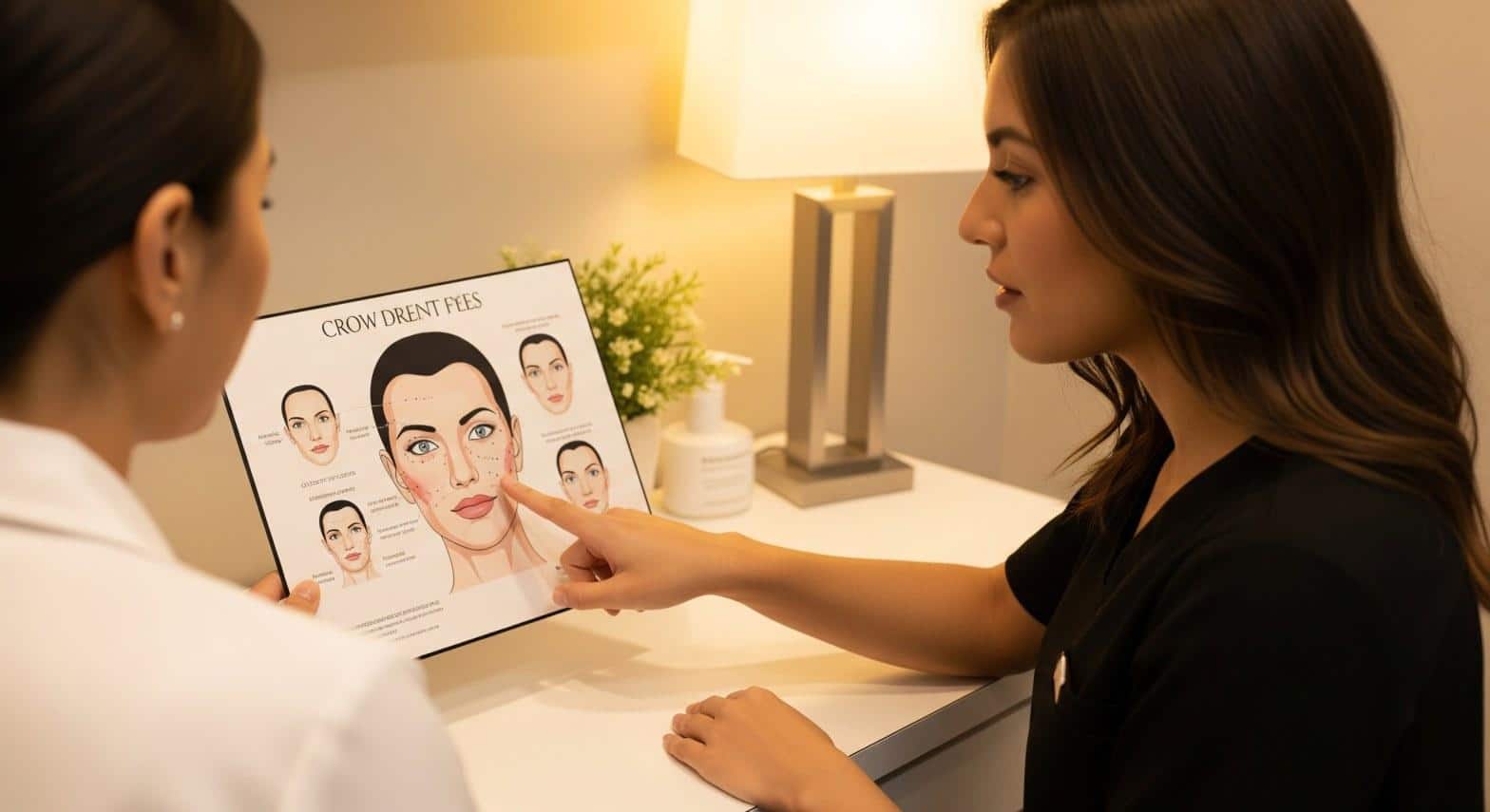 Patient consulting with Botox injector about treatment plan at Beauty Solutions Med Spa in Woodland Hills CA