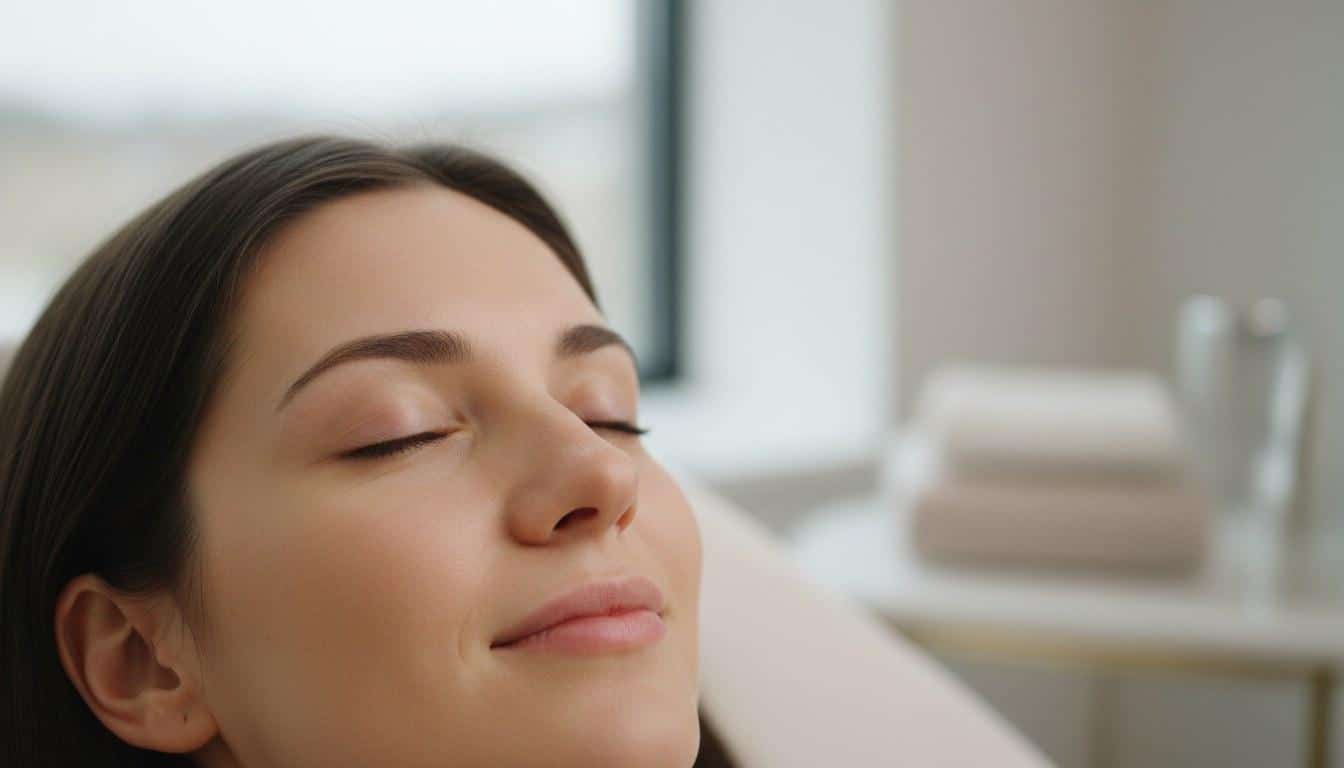 Close-up of smooth forehead after neuromodulator treatment at a Southern California med spa