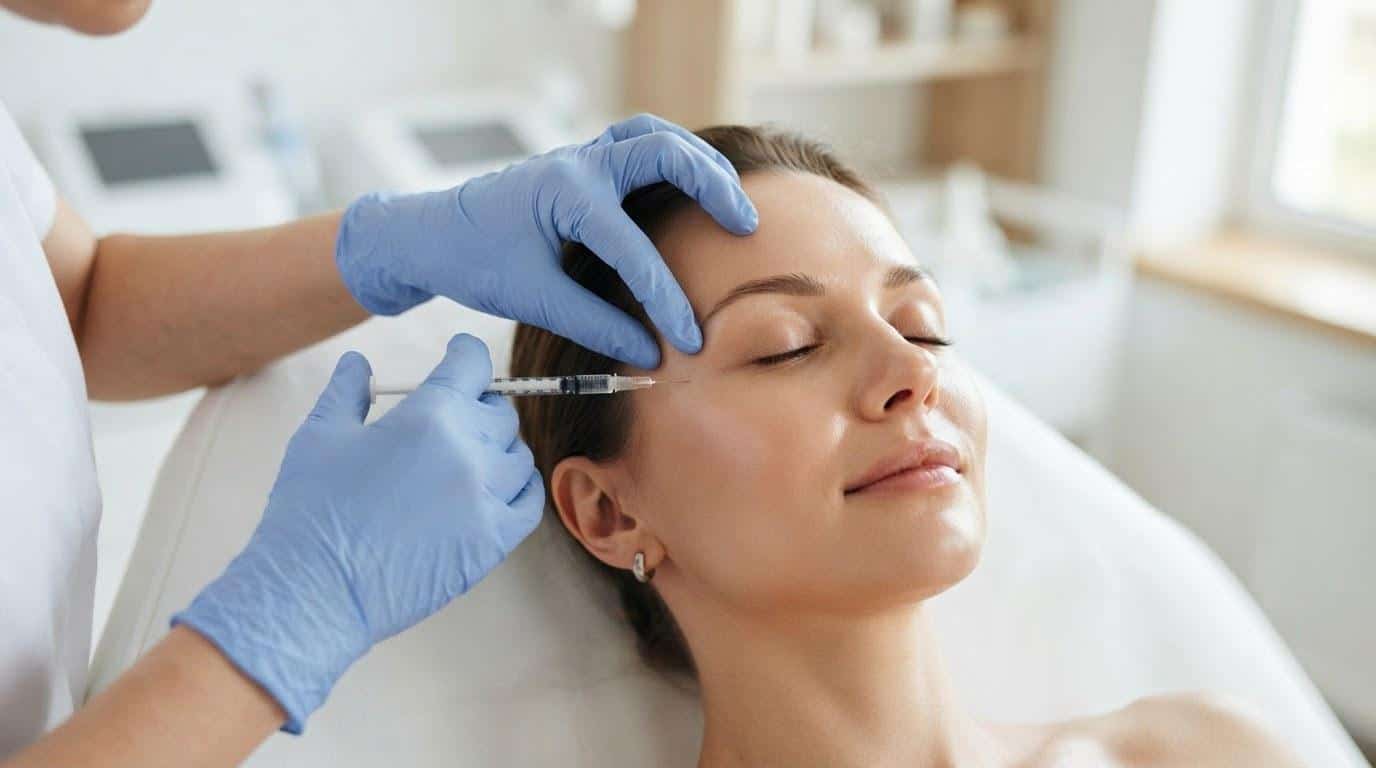 Close-up of a xeomin treatment at Beauty Solutions Med Spa