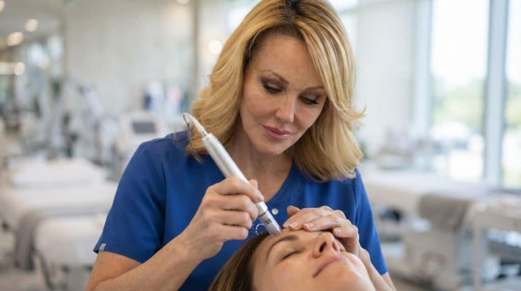 A microneedling treatment at Beauty Solutions Med Spa